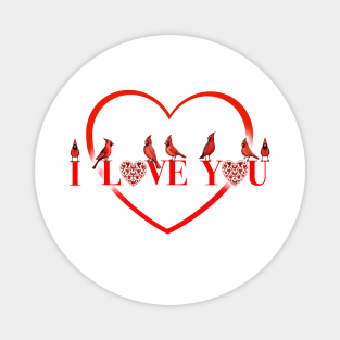 Red Cardinal bird love you Magnet